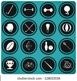 Sport equipment icons. sport icons.