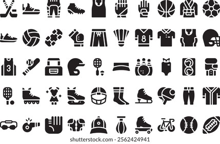 Sport equipment icons High-Quality Vector Icons Collection with Editable Stroke. Ideal for Professional and Creative Projects.