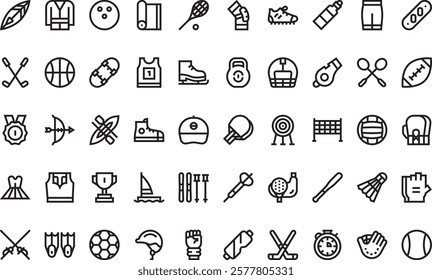 Sport equipment icons High-Quality Vector Icons Collection with Editable Stroke. Ideal for Professional and Creative Projects.