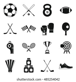 Sport equipment icons set in simple style. Sport elements elements set collection vector illustration