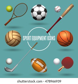 Sport equipment icons. Sports elements vector illustration