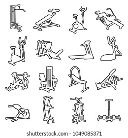 Sport equipment line icon set