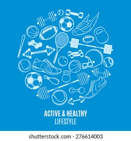 Sport Equipment Pattern, Label Template