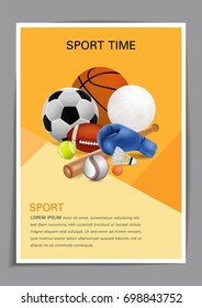 Sport equipment poster design, Front page, Web design, Brochure design template vector. report magazine poster. Cover book portfolio  concept in American standard paper sizes layout.