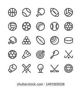 Sport Equipment Related Vector Line Icons. 32x32 pixel perfect.