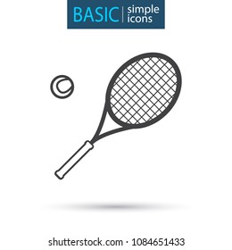 Sport equipment simple tennis racket icon