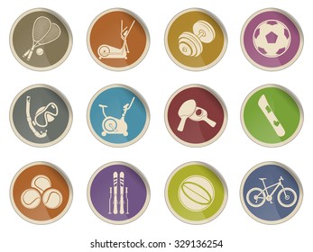 sport equipment  simple vector icon set