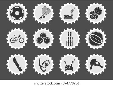 Sport equipment  simply symbols for web and user interface