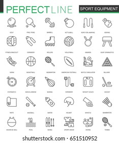 Sport equipment thin line web icons set. Outline stroke icons design.