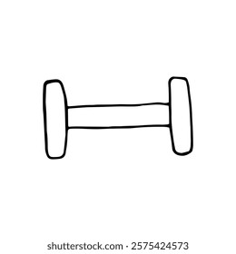 Sport Equipment vector doodle illustration. Dumbbell isolated on white background. Hand drawn drawings with black pen on the theme of healthy lifestyle activity.