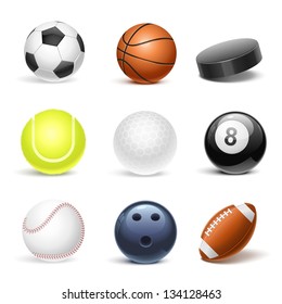 sport equipment vector icon set