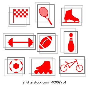 Sport equipment vector in red