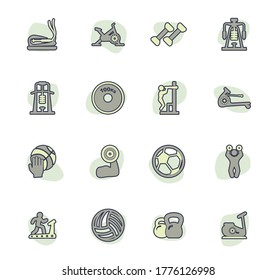 Sport equipments icons set for user interface