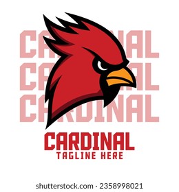 In Sport and Esport, Create Cardinals Logo Icon Badge Emblem with Cardinal Bird Sport Mascot Logo and Red Bird Animals Logo Template