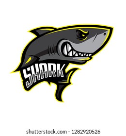 Sport or esport logo design with shark as a mascot. Stylized shark vector illustration
