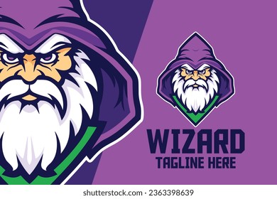 Sport and Esport Old Mage Icon: A Wizard Head Mascot Logo