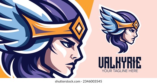 Sport and Esport Team Identity: Valkyrie Mascot Logo Design with Modern Illustration, Badge, Emblem, T-shirt Printing