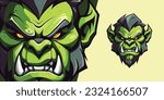 Sport and E-Sport Teams: Green Orc Logo Mascot in Striking Vector Illustration