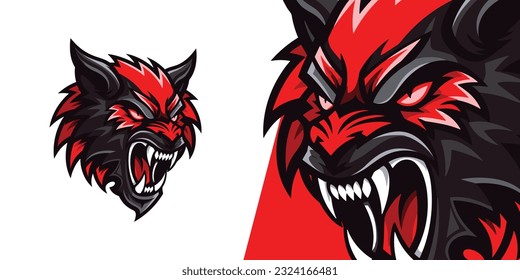 Sport- und E-Sport-Teams: Vektorgrafik der Illustration mit einem Fierce Black Werewolf-Logo