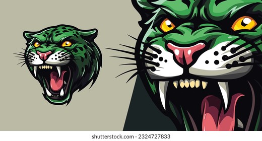 Sport and E-Sport Teams' Logo: Zombie Cheetah Mascot in Black and Green Illustration