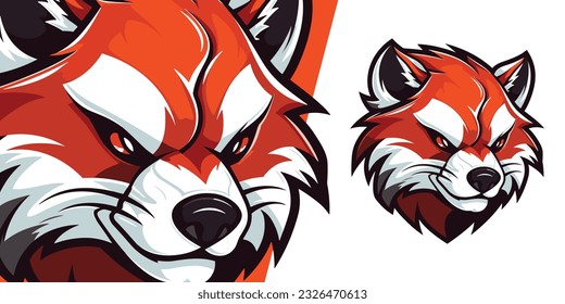 Mascota de los equipos deportivos y deportivos electrónicos: Ilustración del logotipo del Panda rojo en el gráfico vectorial