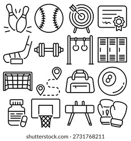 Sport Essentials Icon Set Outline Style (Part 3)