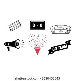 Sport Event Icons Featuring Tickets Scoreboard Stadium and More