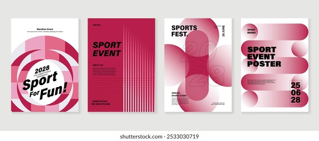 Conjunto de vetor de fundo de design de cartaz de evento esportivo. Modelo de capa de esporte com vibrante forma geométrica de gradiente abstrato. Design ideal para mídias sociais, folheto, promoção, cartão.