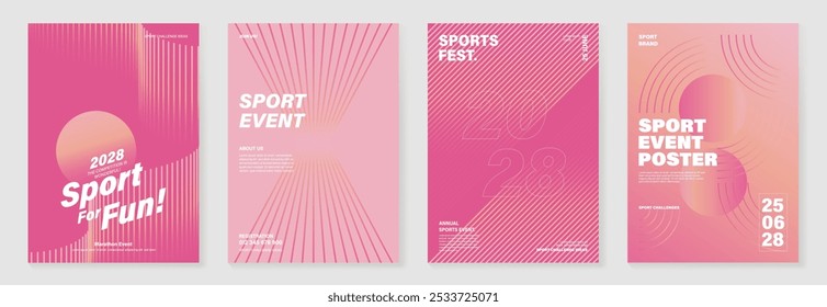 Conjunto de Vector de fondo de diseño de póster de evento deportivo. Plantilla de cubierta deportiva de running con forma geométrica de gradiente abstracto vibrante. Diseño ideal para redes sociales, flyer, promoción, tarjeta.