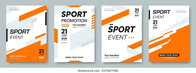 Sport Event poster template. Abstract geometric background with dynamic lines, shapes and place for text. Ideal for fitness, sport or eSports events invitation. Vector illustration.