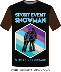Sport event snowman retro t shirt design