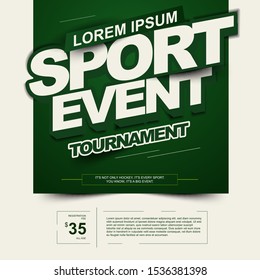 sport event tournament poster or banner design theme with simple layout elegant green gradient background and balance composition