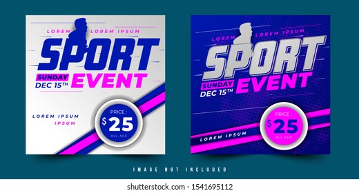 sport event two option flyer, poster or banner design vector with simple layout elegant and balance composition, editable and customize template