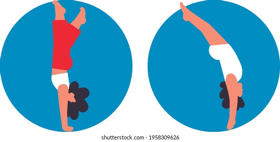 Sport exercise. Woman doing Sport. How to keep fit. Fitness, yoga and morning workout. Healthy lifestyle and wellness concept. Flat vector illustration. Vector illustration in modern concept of Sport