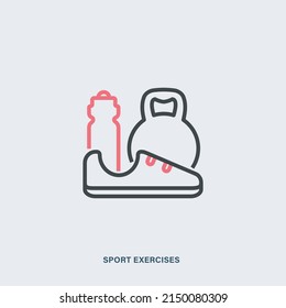 Sport exercises linear vector icon. Isolated sports equipment pictogram
