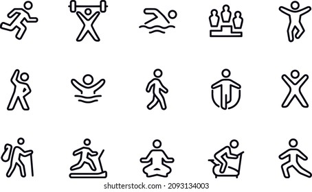 Diseño vectorial de iconos deportivos y de ejercicio 