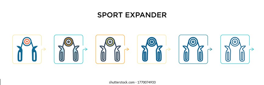 Sport expander vector icon in 6 different modern styles. Black, two colored sport expander icons designed in filled, outline, line and stroke style. Vector illustration can be used for web, mobile,