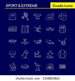 Sport And Extreme Hand Drawn Icons Set For Infographics, Mobile UX/UI Kit And Print Design. Include: Football, Ball, Net, Sport, Football, Game, Sport, Football, Icon Set - Vector