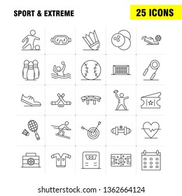 Sport And Extreme Line Icons Set For Infographics, Mobile UX/UI Kit And Print Design. Include: Football, Ball, Net, Sport, Football, Game, Sport, Football, Icon Set - Vector