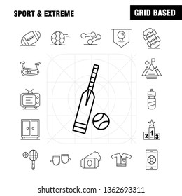 Sport And Extreme Line Icons Set For Infographics, Mobile UX/UI Kit And Print Design. Include: Football, Ball, Game, Sport, Mobile, Play, Game, Online, Icon Set - Vector