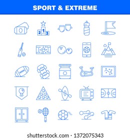 Sport And Extreme Line Icons Set For Infographics, Mobile UX/UI Kit And Print Design. Include: Football, Ball, Game, Sport, Mobile, Play, Game, Online, Icon Set - Vector