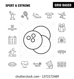 Sport And Extreme Line Icons Set For Infographics, Mobile UX/UI Kit And Print Design. Include: Football, Ball, Net, Sport, Football, Game, Sport, Football, Icon Set - Vector