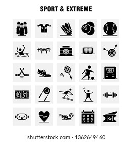 Sport And Extreme Solid Glyph Icons Set For Infographics, Mobile UX/UI Kit And Print Design. Include: Football, Ball, Net, Sport, Football, Game, Sport, Football, Icon Set - Vector