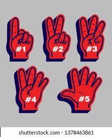 Sport fans glove counting from number one to five.