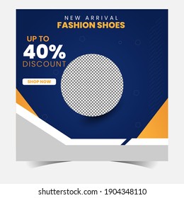 Sport fashion shoes brand product Social media banner post vector design. 