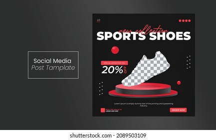 Sport fashion shoes brand product Social media banner post template, shoes digital social media post, sell online on the Internet and preparing pack product, Selling online ideas concept