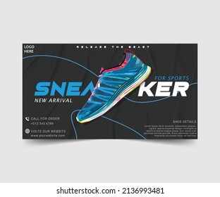 Sport fashion shoes brand product Social media banner post template