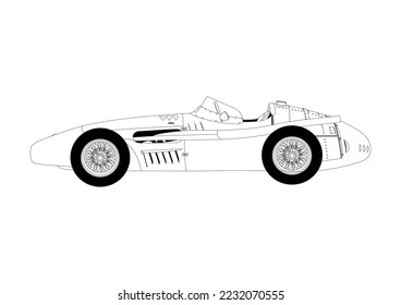 Arte de la línea vectorial del coche de carreras rápidas 
fondo transparente de esquema