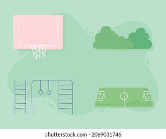 sport field and equipment icon set