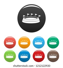 Sport field icons set 9 color vector isolated on white for any design